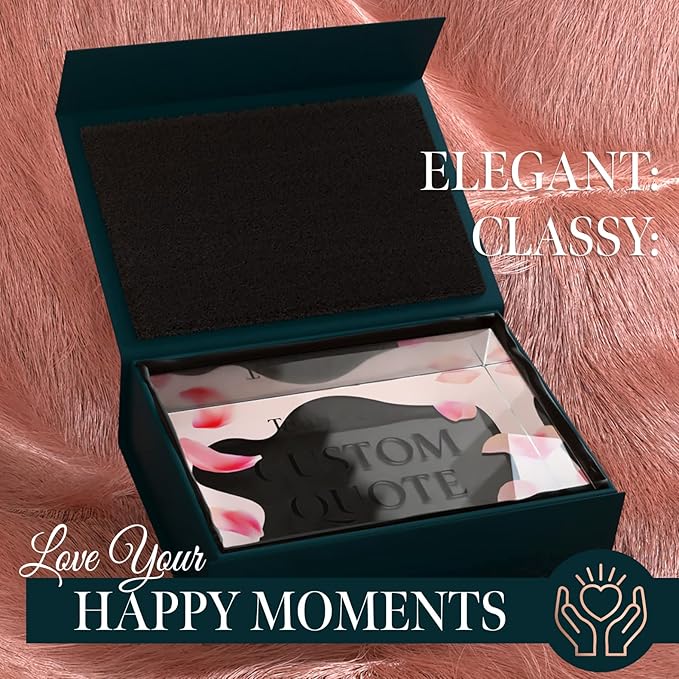 Personalized Gifts, Custom Quote Block Letter Board,Crystal-Clear Acrylic with Gift Box,17 Styles, Holiday and Christmas Gift for Mom, Dad, Girlfriend, Him or Her, Husband, Wife (4"x6", Pink Petals)