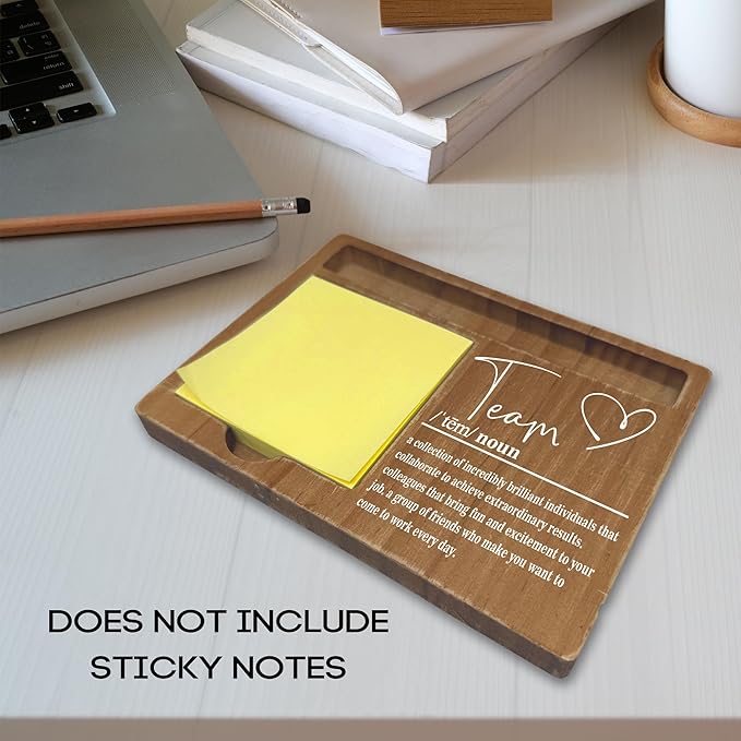 Wooden Desk Note Pen Holder, Inspirational Quotes Office Desk Decor Gift, Sticky Pen-holder for Office Home, Thank You Teachers Day Gifts for Colleague Family Friends-A05