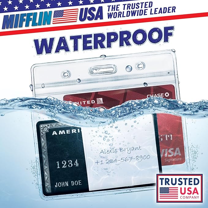 Mifflin-USA Card Protector (Clear, 4x3 Inches, 1000 Pack), Waterproof and Resealable Horizontal Plastic ID Name Badge Holders