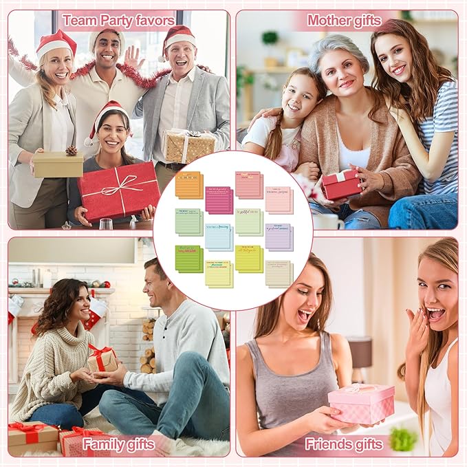 Yinder 24 Pcs Employee Appreciation Sticky Notes New Year Gift Bulk Motivation Sticky Note Pads Inspirational Gift for Teacher Nurse Staff Coworker Office Supply 3 x 3'' (Appreciation,Macaron Color)