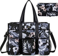 IBFUN Utility Tote Bag with 14/24 Pockets Zip Top Teacher Tote Bag for Teacher/Work Women
