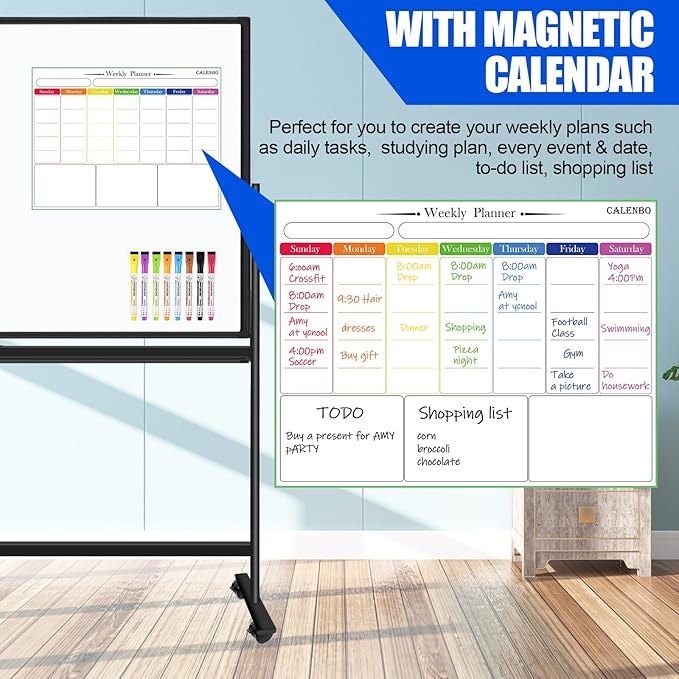 Mobile Whiteboard 60x48 Magnetic Dry Erase Board with Stands, Large Rolling White Boards on Wheels, Double-Sided Standing Whiteboard, 5' x 4' Easel Stand White Board for Office Home Classroom