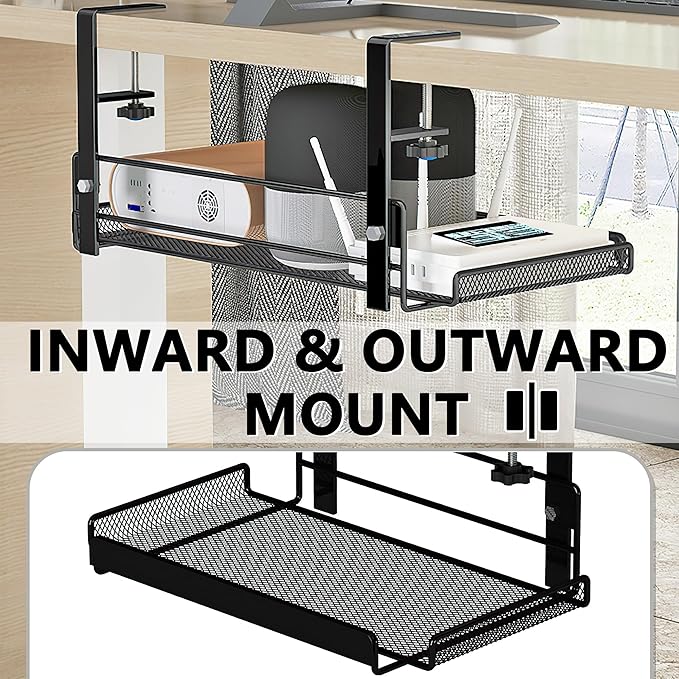 Under Desk Cable Management Tray Cord Wire Shelf Organizer (Large)