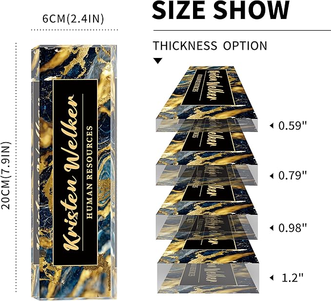 Personalized Name Plate for Desk Custom Acrylic Desk Name Plate Custom Employee Appreciation Gifts Office Gifts for Women, Men, Boss, Coworkers, Teacher, Nurse (Black Gold Marble)