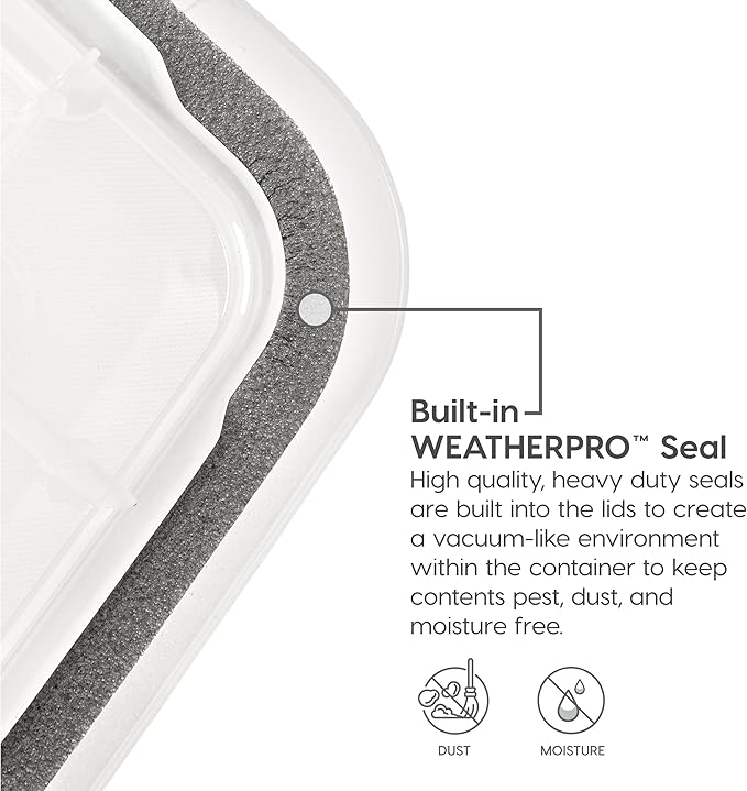 IRIS USA File Box WeatherPro File Organizer Plastic File Box for Letter/Legal File, Water Resistant Document Box, Durable Lid, Seal w/ Secure Latching Buckles, Stackable, Nestable, Clear 32 Qt. 1Pack