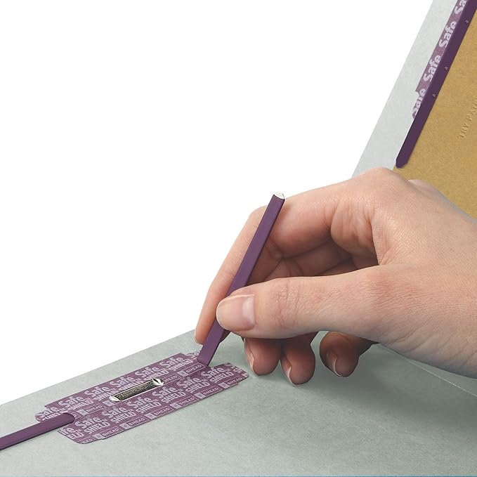Smead File Folders, End Tab Pressboard Classification, Legal Size, 2 Dividers, 2" Expansion, SafeSHIELD Fasteners, 100% Recycled, Green, 10 per Box, Shelf Filing for Office Records