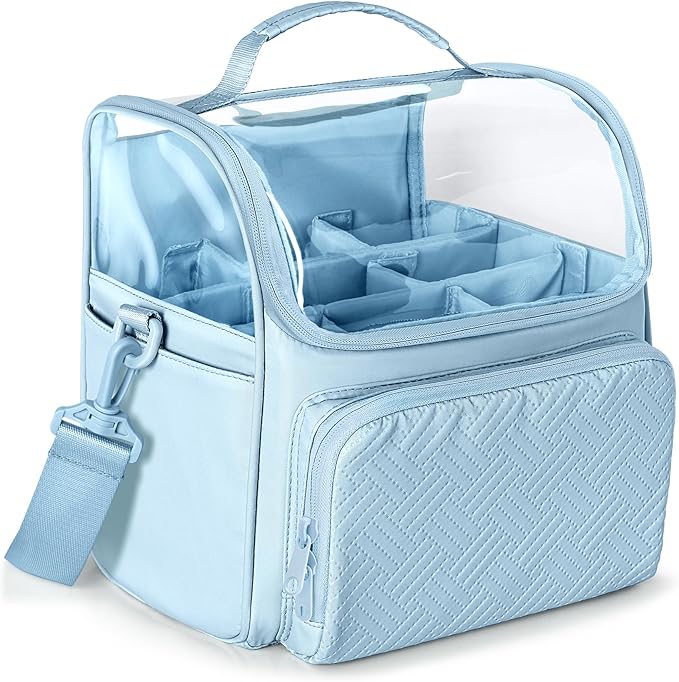 Large Marker Organizer Case for 180 Markers, Marker Storage Bag for Markers, Paint Brushes, Colored Pencils or Other Art Supplies with Dividers and Shoulder Strap (Blue)