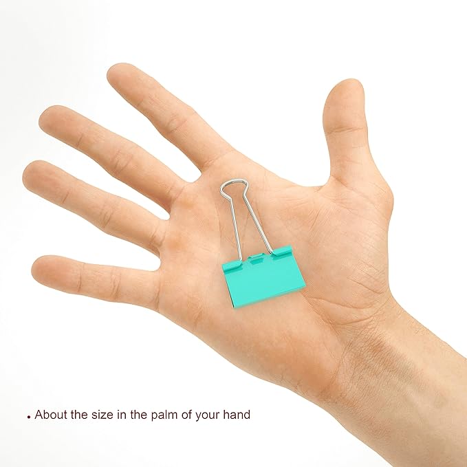 Nctinystore Binder Clips Medium Metal Clamp 1.25 inch / 32 mm (Light-Green, 24-PCS)