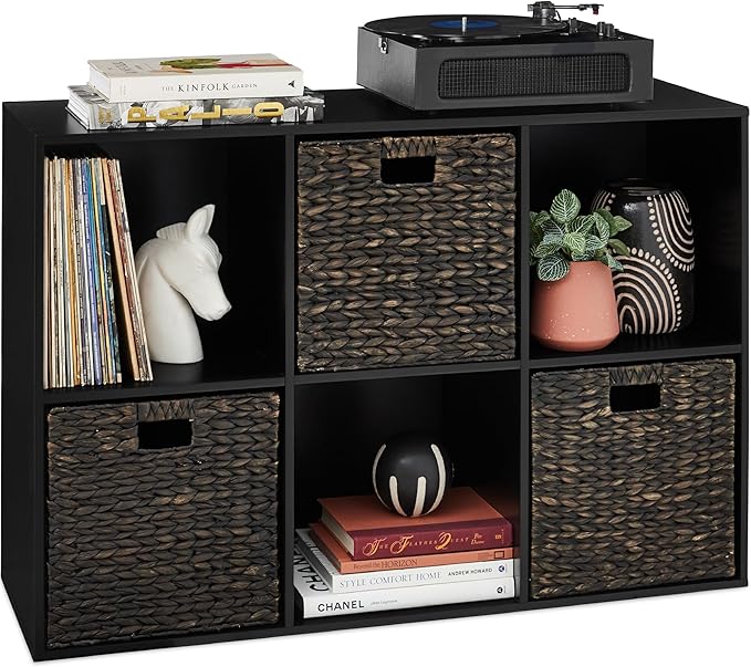 Best Choice Products 6-Cube Storage Organizer, 13.5in Shelf Opening, Bookcase, Display Shelf, Customizable w/ 3 Removable Back Panels – Black