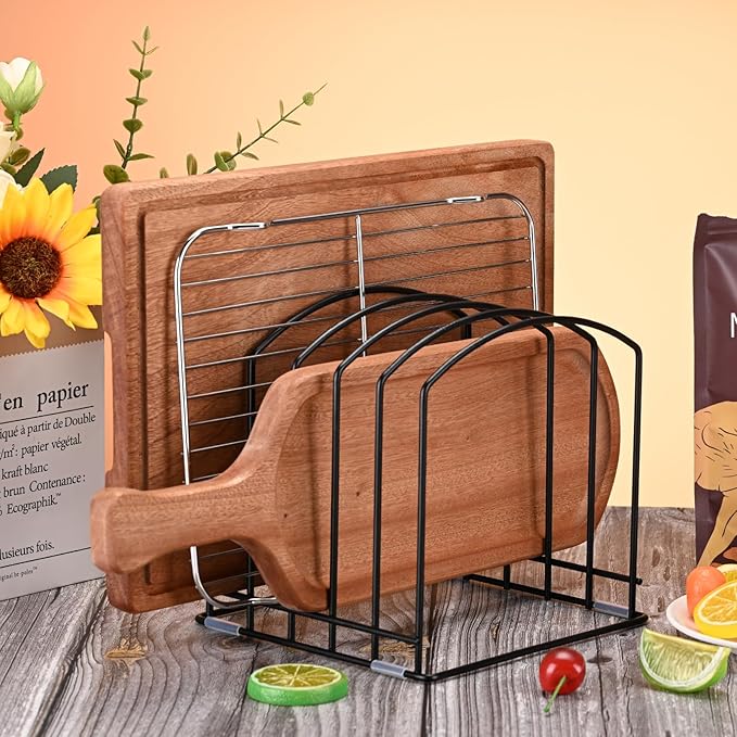 5-Slot (One Size Slot) Cutting Board Organizer, Bakeware Organizer, and Kitchen Cabinet Organizer for Baking Trays and Cookie Sheets - Black - 1pc