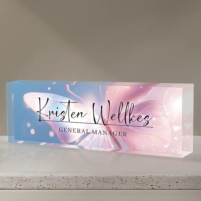 Acrylic Desk Name Plate Personalized, Office Desk Decor, Employee Appreciation Gifts, The Office Gifts for Boss, Manager, Teacher