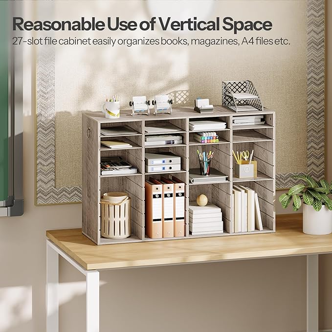 HOOBRO Wooden Literature Organizer, 36-Slot Mail Sorters, Removable Classroom Mailbox, Student Mailboxes for Classroom, Paper Storage Organizer, for Home, Office, Study, Classroom, Greige BG36WF01