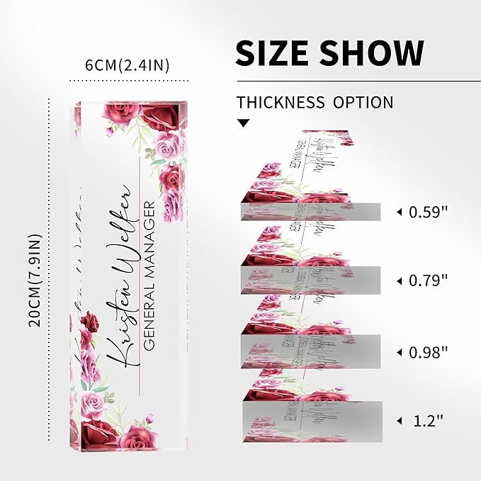 Personalized Name Plates for Office - Gifts for Teacher, Boss, Employee Appreciation - Office Desk Decor (Rosy)