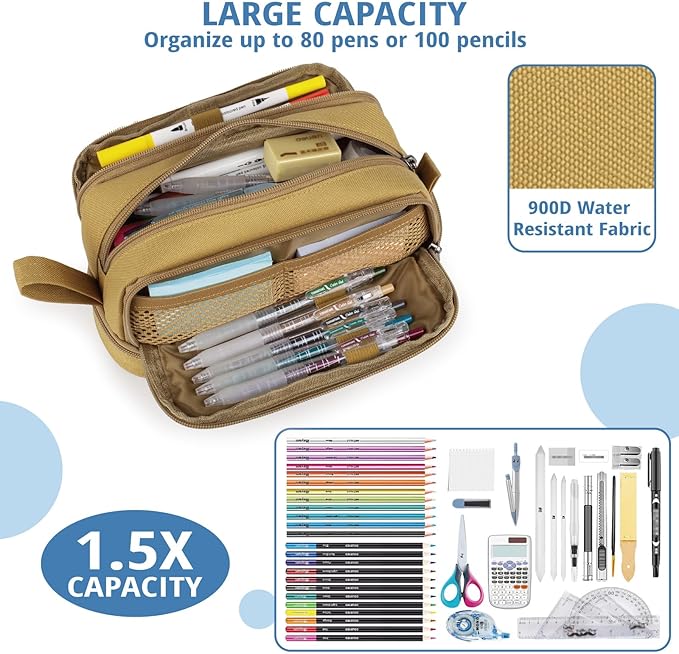 ATRIPACK Tactical 4 Compartments Pencil Case for Boys,Big Canvas Pen Pouch Bag, Large Capacity Pen Box, Tool Bag for Middle School College Office Organizer for Kids Men Women Adult Teens