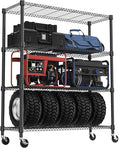 4 Tiers Shelf 1400 lbs Steel Storage Shelving Utility Shelving Unit Steel Organizer Wire Rack for Home,Kitchen,Office,Garage Black 17.7" D x 47.2" W x 62.7" H