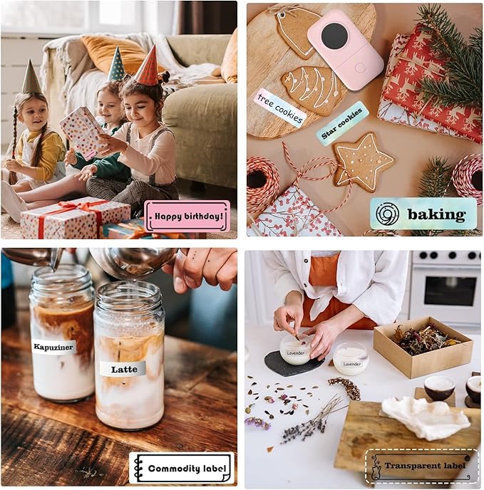 Phomemo D30 Label Maker with 3 Roll Papers - White/Clear/Gold Labels, Portable Handheld Bluetooth Mini Label Printer, Multiple Templates Fonts Icon, Thermal Small Label Printer Rechargeable