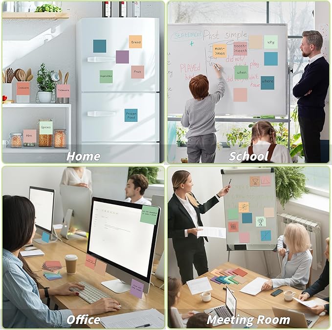 60 Pack Vintage Sticky Notes 3x3 12 Retro Colors Posted Note Adhesive Paper Memo Pads 56 Sheets/Pad Self-Stick Note Bulk Easy to Stick for Back to School Teacher Student, Office Supplies