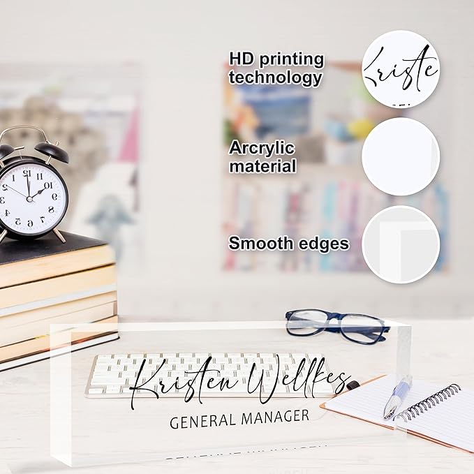 Desk Name Plate Personalized Acrylic Name Plate for Desk, Office Desk Decor for Women & Men, Custom Gifts for Boss, Manager, Teacher, Nurse, Doctor, Lawyer, Employee Appreciation Gifts