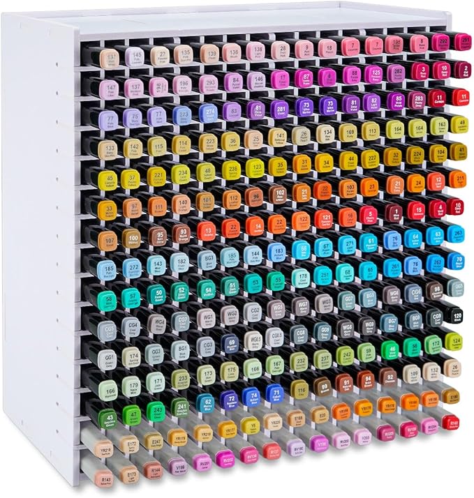 SANFURNEY Marker Pen Organizer Holder for 240 Markers, Craft Art Supply Storage Rack, Desktop Art Marker Pens Colored Pencils Holder Storage Case for Home Classroom Office