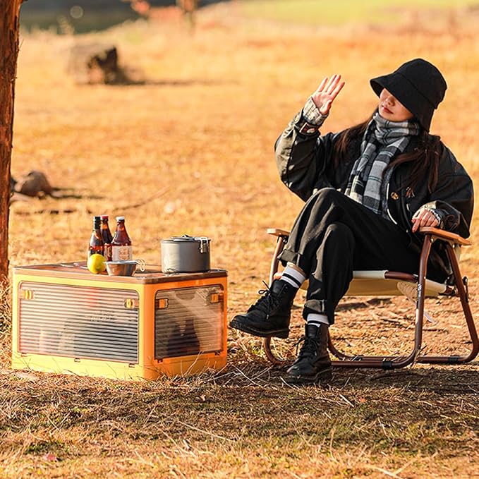 3 PACK Stackable Storage Bins, Closet Organizers with 3 Lids, Wheels, Drawers, Foldable Collapsible Box for Clothes and Camping Out Doors Bins, Oranges, 83 Liters