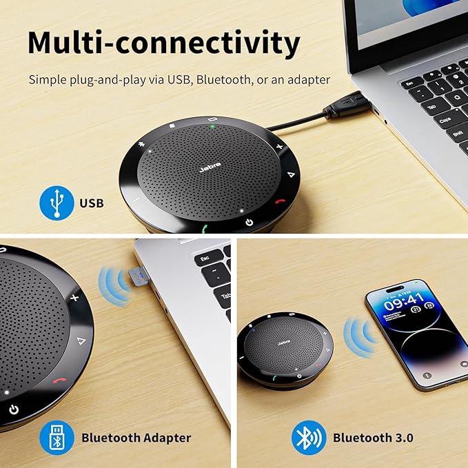 ITSPWR Jabra Speakerphone 510+ UC - Wireless Portable Conference Bluetooth Speaker with Microphone Contains Link 370, Echo Cancellation |Plug&Play| Comes Bundle