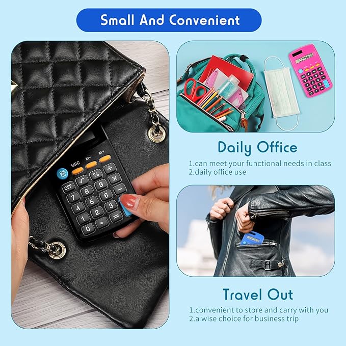 24 Pcs Pocket Size Basic Calculators Dual Powered Handheld 8 Digit Display Desktop Calculators for Desktop Home Office(Fresh Color)