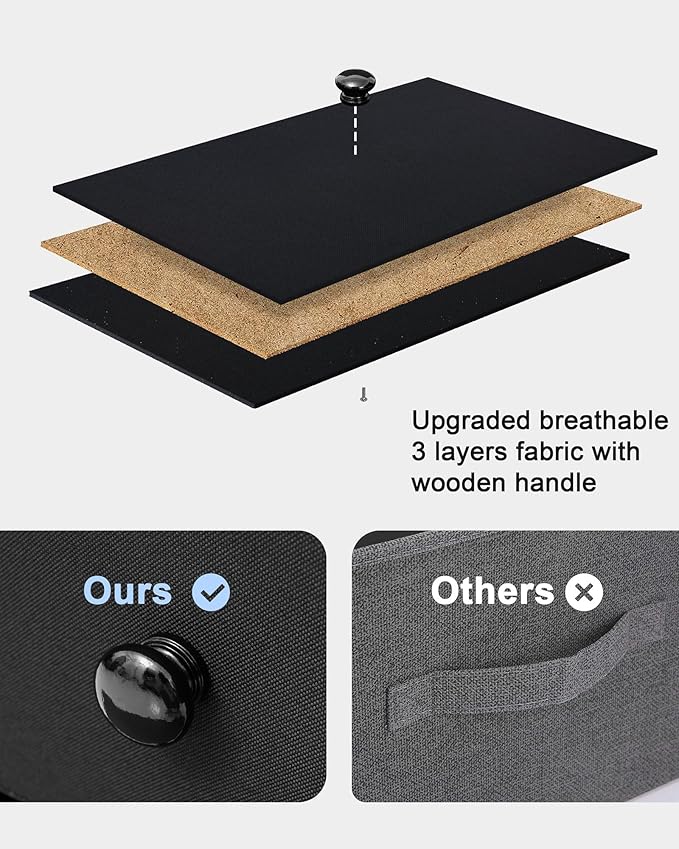 Crestlive Products Tall Dresser, 8-Drawer Fabirc Storage Tower, Chests of Drawers - Vertical Organizer Unit for Bedroom, Hallway, Entryway, Nursery, Closets - Steel Frame, Wood Top & Handles (Black)