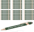 ENOMY 50 Pcs Bulk Personalized Custom Pens with Stylus Ballpoint Pens Customized with Text Logo Name Best Gift for College Business Promotion Wedding Birthday Christmas (Deep Green)