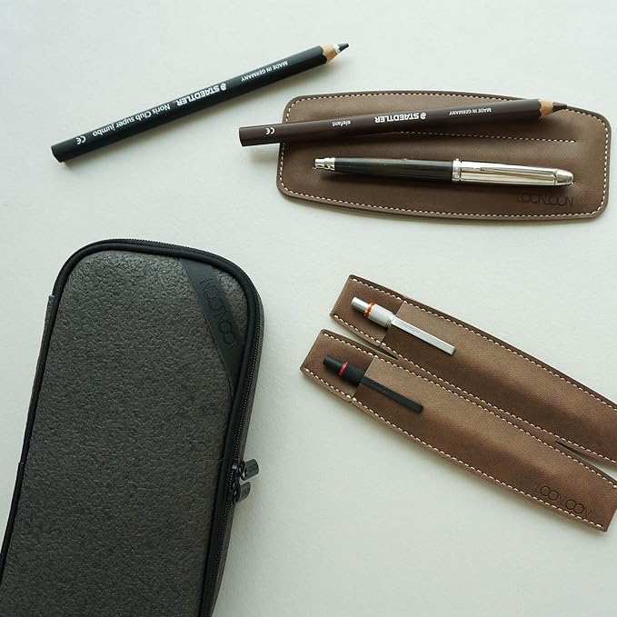 LOONLOON 663 Stone Pencil Case Dark Gray – Large Capacity Multi-Section Pen Pouch with Divider, School, College, Office, Student Stationery Organizer