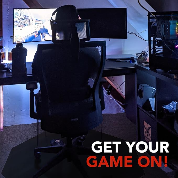 DESKU - Octagon Gaming Chair Mat, Computer and Office Chair Mat for Carpet, Black, 46 Inches x 49.5 Inches, Made in The USA