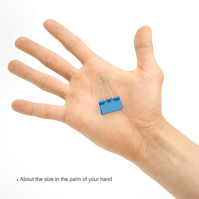 Nctinystore Binder Clips Small Metal Clamp 0.75 inch / 19 mm (Blue, 20-PCS)