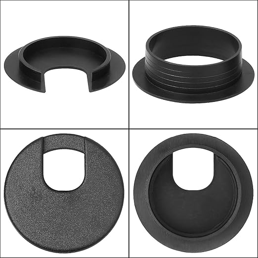 HNBun 20 Pack 2" Black Plastic Desk Grommet, 2" Hole Cover, Organizers, Cord & Cable Management