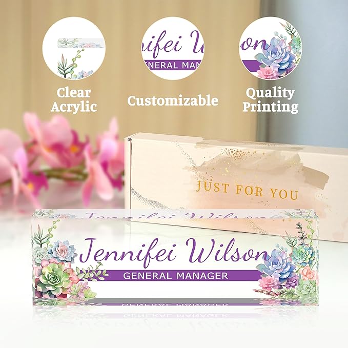 Name Plate for Desk-Personalized Name Plates for Desk-Name Plate Personalized for Office-Gifts for Teacher Boss Employee Appreciation Office Desk Decor (purple A), MYDZBJMT1009