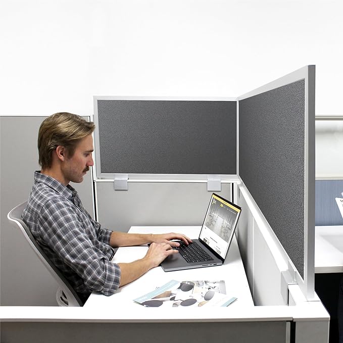 OBEX Acoustical Cubicle Privacy Screen Extender Desk Panel & Office Divider, Add Separation & Block Noise, 12" x 60", Graphite