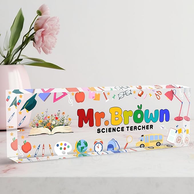 Custom Desk Name Plate Personalized, Acrylic Name Plate for Desk, Office Desk Decor for Women and Men, Employee Appreciation Gifts Office Gifts for Boss, Manager, Teacher, Nurse, MYZDA28