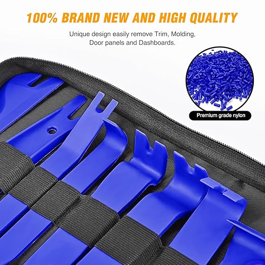 GOOACC 330Pcs Trim Removal Tool, Auto Push Pin Bumper Retainer Clip Set Fastener Terminal Remover Tool Adhesive Cable Clips Pry Kit Car Panel Radio Removal Auto Clip Pliers, Blue