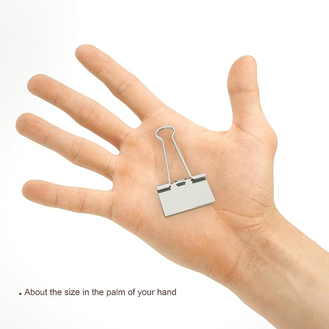Nctinystore Binder Clips Medium Metal Clamp 1.25 inch / 32 mm (Silver, 14-PCS)