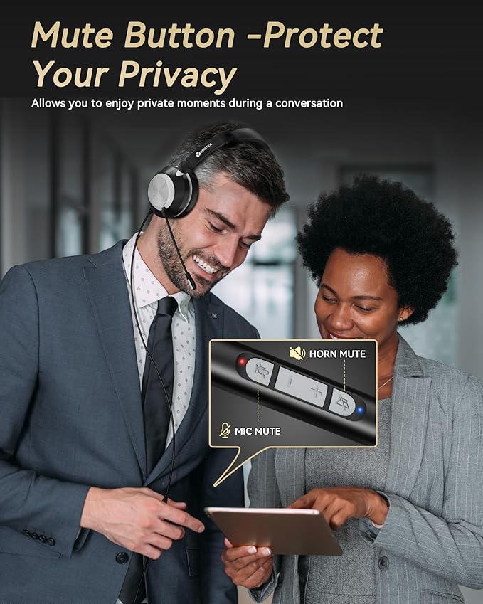 Voistek USB Headset with Microphone for PC & Laptop, On-Ear Computer Headset with Noise Canceling Microphone, in-line Control, All-Day Comfort for Work, Zoom, Teams, Online Meetings & Home Office