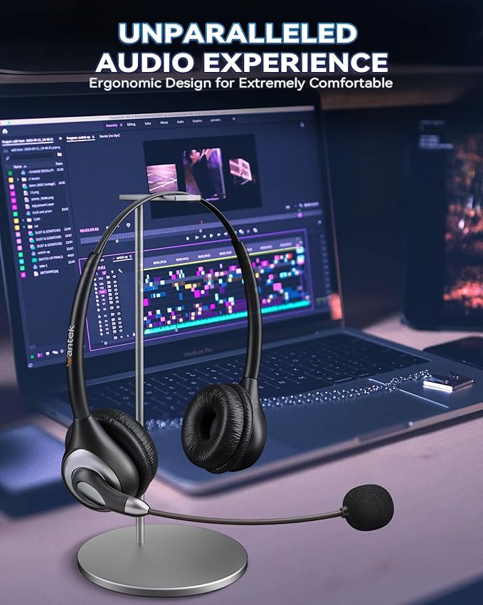 Wantek Corded USB Headset with Microphone Noise Cancelling & in-line Controls, Computer Headphones for Laptop PC Skype Zoom Webinar Classroom Home Office Business, Clear Chat, Ultra Comfort(UC602)