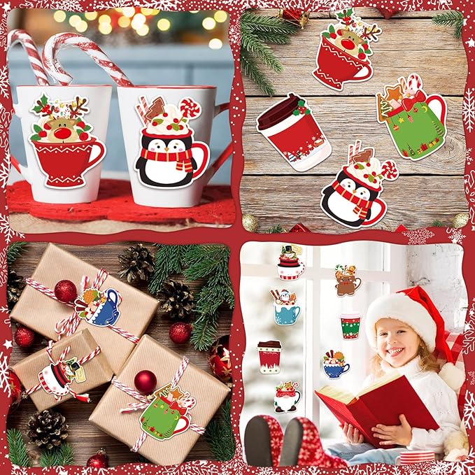 24 Sets Christmas Sticky Notes with Pens, Christmas Coffee Cup Notepads Winter Memo Pad Bulk Christmas Gifts for Coworkers Holiday Decoration Party Favors Office Home Supplies