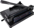 Heavy Duty Guillotine Paper Cutter - 400 Sheets Capacity, A4 12" Stack Paper Trimmer, Steel Base, Black