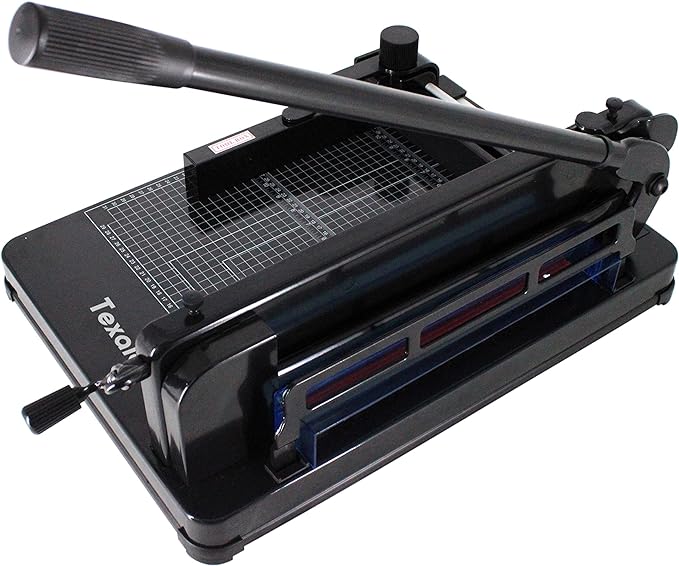 Heavy Duty Guillotine Paper Cutter - 400 Sheets Capacity, A4 12" Stack Paper Trimmer, Steel Base, Black