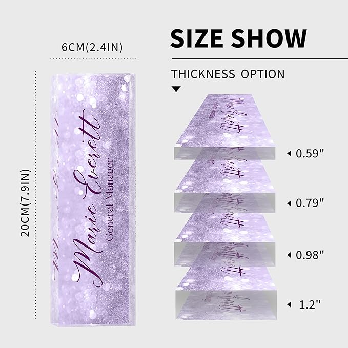 Custom Name Plate for Desk | Personalized Desk Name Plate | Personalized Boss Employee Appreciation Gifts | Acrylic Name Plate Office Desk Accessories (A-Purple Quartz)