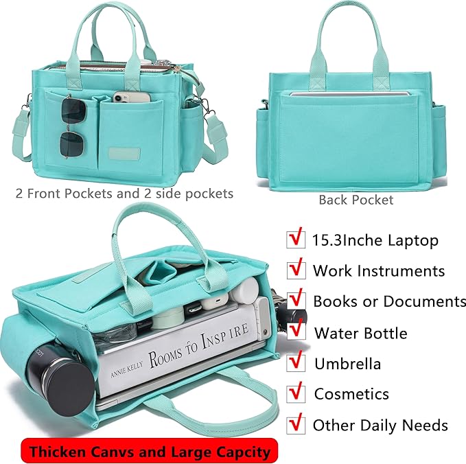 Canvas Tote Bag for Women,Women's Bags Crossbody Bags Work Laptop Tote Bag Large Handbags Purse for Travel Nurse Teacher