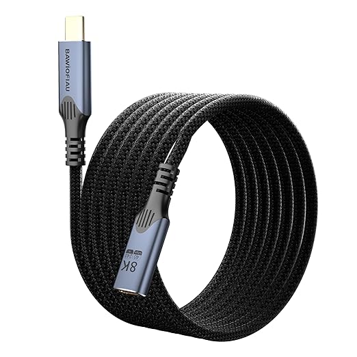 Long 10FT usb c to usb c Extension Cable Compatible with Thunderbolt 4, high Speed 40gbps Data Transfer,USB4 type c Male to Female Extension Cable,240W Fast Charging,8K@60Hz 4K@120Hz Video Display.