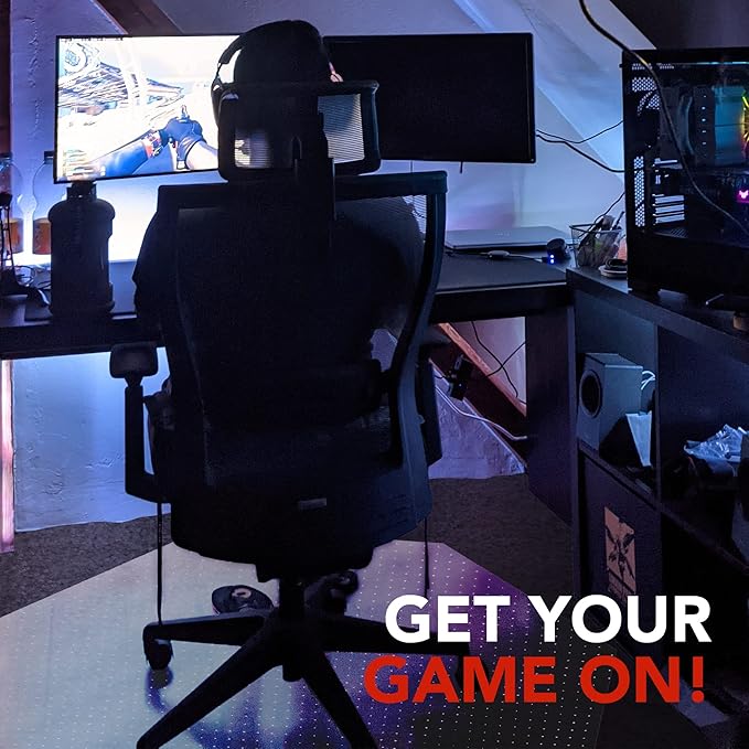 DESKU - Octagon Gaming Chair Mat, Computer and Office Chair Mat for Carpet, Clear, 46 Inches x 49.5 Inches, Made in The USA