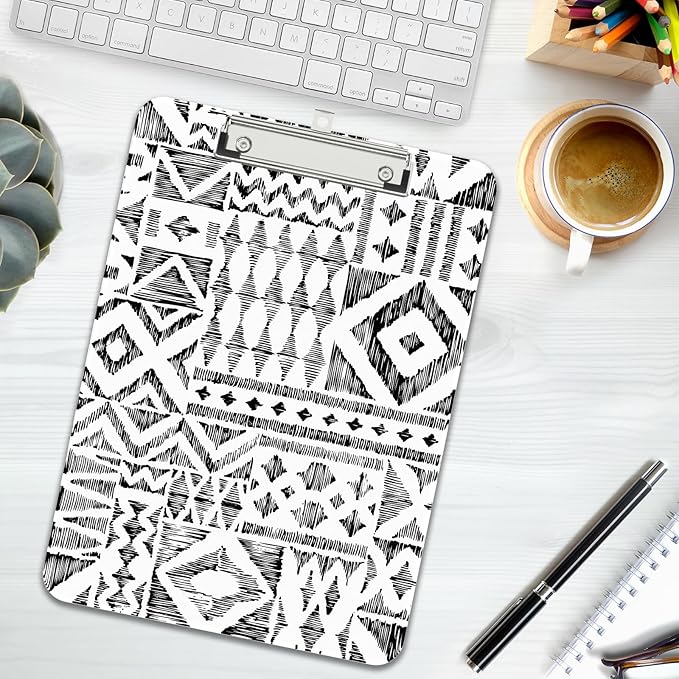 Rimilak Plastic Clipboards with Metal Clip, A4 Letter Size 9 x 12.5 in, Office Decorative for Students Women Men and Kids, Cute Custom Pattern, Abstract Diamond