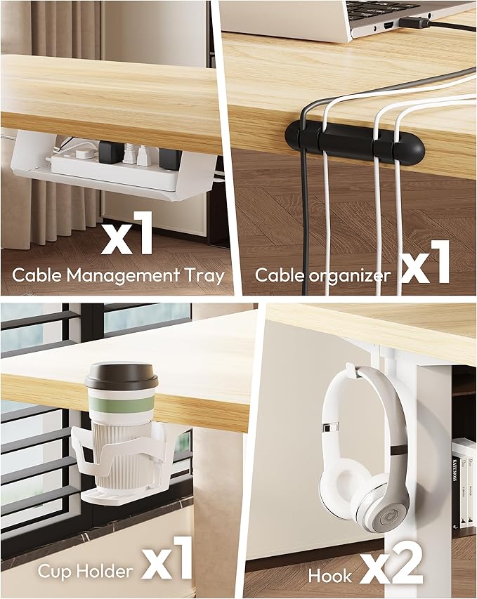 SANODESK Standing Desk Height Adjustable Electric Stand up Desk 79x32 Inches Sit Stand Home Office with Splice Board, White Frame/White Wood Grain