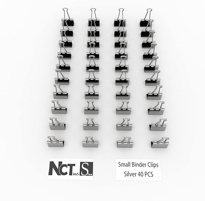 Nctinystore Binder Clips Small Metal Clamp 0.75 inch / 19 mm (Silver, 40 PCS)