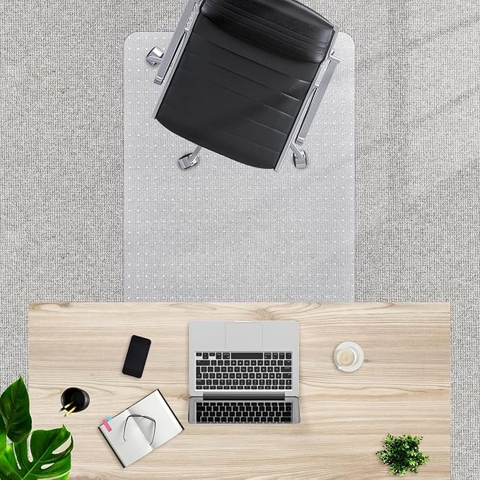SHAREWIN Chair Mat for Carpeted Floor,48''×36'' PVC Carpet Protector for Low Pile Carpets Heavy Duty Effective Grip Anti-Slip,Won't Crack,Easy to Clean for Office and Home